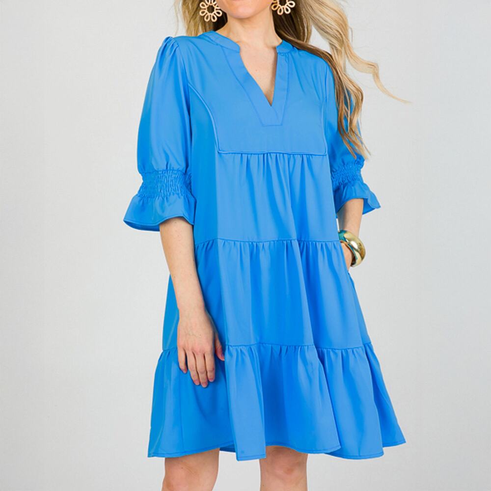 Tuckernuck Pomander Place Capri Blue Crepe Kenzo Dress Size M